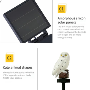 Lampe solaire LED extérieure rechargeable IP65 en forme <span class=keywords><strong>de</strong></span> hibou, étanche, en plastique, pour jardin, poteau décoratif, éclairage paysager, villa, cour - Product Image 6