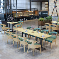 Ensemble de salle à manger moderne 5 pièces - Chaises à cadre en bois avec coussin turquoise + Table carrée pour café/restaurant