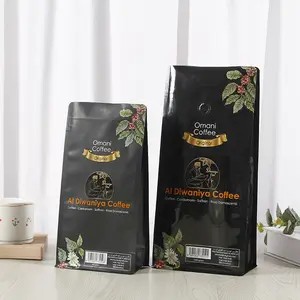 250g 500g 1kg Low MOQ Flat Bottom Pouch Custom Printing Coffee Bag Coffee Bean Packaging Side Gusset Pouch With Degassing Valve
