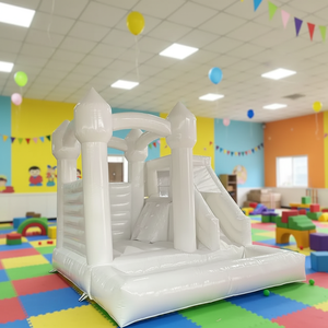 บ้านลมเป่าลมพีวีซีสีขาวขนาด 0.55 มม. บ้านเด้งดึ๋งสำหรับงานแต่งงาน บ้านลมเป่าลมสีขาวสำหรับเด็ก พร้อมโลโก้สีตามสั่ง - Product Image 2