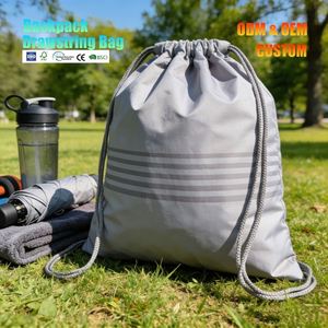 Custom Reusable Foldable Waterproof Eco-Friendly Polyester <b>Drawstring</b> <b>Backpack</b> for Sports Fitness Gym - Product Image 1