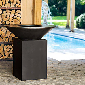 Modern Corten Steel Outdoor Fire Pit With Wood Storage And Matte Finish For Garden Heating - Product Image 6