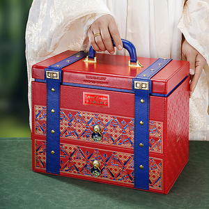 Boîte <span class=keywords><strong>cadeau</strong></span> personnalisée <span class=keywords><strong>de</strong></span> luxe en cuir PU écologique et matériaux recyclés, avec poignée et dorure à chaud, pour gâteaux <span class=keywords><strong>de</strong></span> lune, cadeaux <span class=keywords><strong>de</strong></span> Noël - Product Image 1