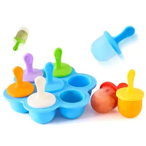 Hot selling Kids baby DIY silicone popsicle freezer tray molds with sticks