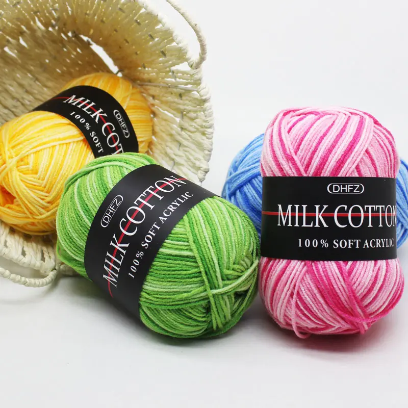 Grosir benang katun susu bayi warna gradien rajutan tangan Crochet lembut kualitas tinggi