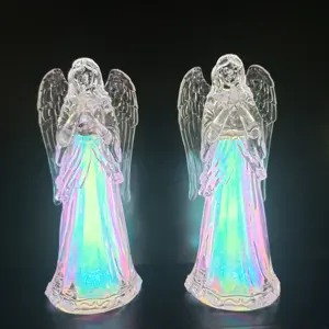 2023 New Hot Design Handmade Glass Angel Ornament With Light Christmas Gift Tree Hanging Decoration Glass Angel