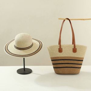 Wholesale Unisex Beach <b>Hat</b> and Paper <b>Bag</b> Set Summer Sun Protection Travel Casual Fashion Tote Shoulder <b>Bag</b> - Product Image 5