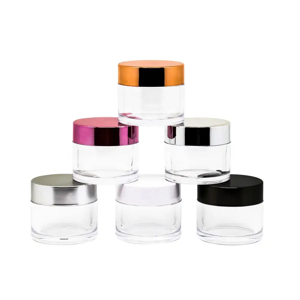 Benutzer definierte Gesichts creme Glas mit Deckel 4 Unzen Kosmetik 1OZ 2OZ 15g 50g klares leeres Plastik glas für Acryl pulver behälter