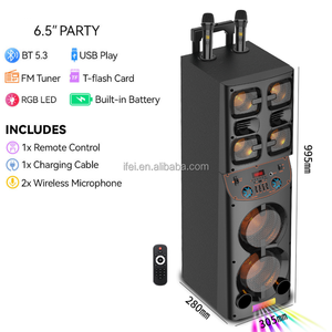 Loa kéo IFeiGift 9602 chất lượng cao, gỗ, hai loa 6.5 inch, kết nối <span class=keywords><strong>Bluetooth</strong></span>, âm thanh chất lượng, <span class=keywords><strong>micro</strong></span> không dây, dùng cho tiệc tùng, ngoài trời, gia đình - Product Image 4