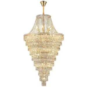 Gran oferta, colgante alto, luz grande, Villa, sala de estar, escalera dorada, techo, candelabro acrílico de cristal - Product Image 1