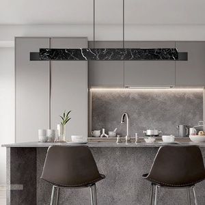 Lustre de restaurant de luxe postmoderne à hauteur réglable, luminaire minimaliste en marbre, style nordique pour table à manger à domicile - Product Image 4