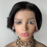 DX224 gros cheveux humains naturels non transformés coupe de lutin perruques bouclées sans colle avant de lacet 13*6 court noir vietnames cheveux vierges
