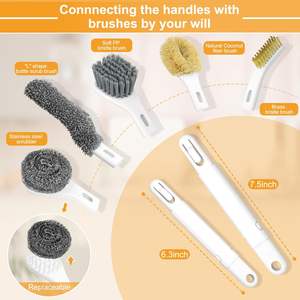 Juego de cepillos dispensadores de jabón al por mayor con 4 cabezales reemplazables y soporte, dispensador de jabón para fregar platos y cocina - Product Image 5