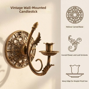 Applique Murale Rétro Européenne, Porte-Bougie Métallique pour Hall d'Entrée, Chandelier Antique Mural pour Couloir, Décoration Murale en Fer pour <span class=keywords><strong>la</strong></span> Maison - Product Image 4