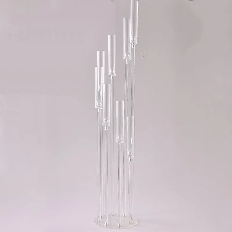 Gran oferta, candelabro de acrílico de 8 brazos, candelabro de mesa, decoración de boda, centro de mesa, soporte de flores, candelabro de acrílico