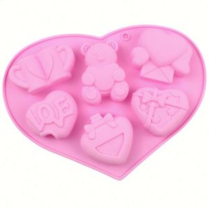 Molde de Silicona Ecológico con Logotipo Personalizado, 6 Cavidades en Forma de Corazón y Oso, para Hacer Velas, Jabones, Pudín, Pastel y Resina, OEM/ODM - Product Image 3