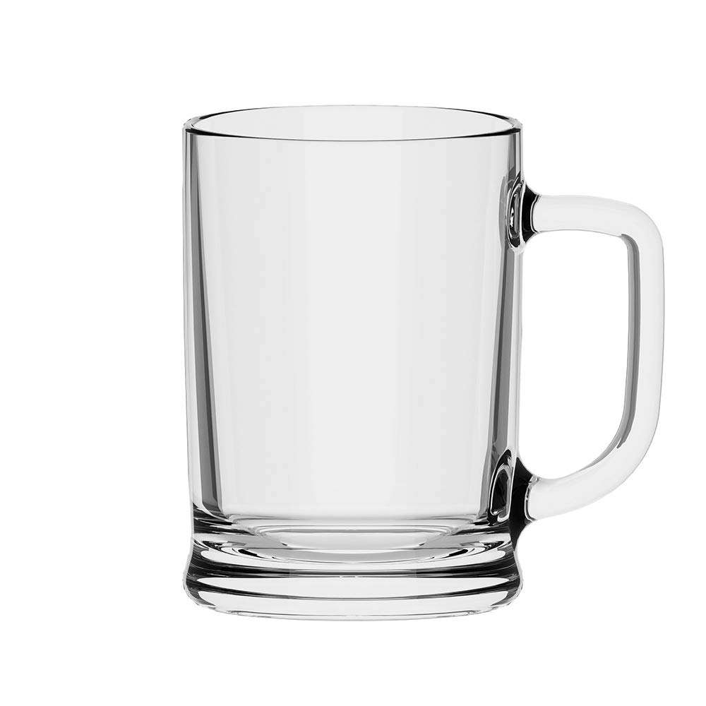 Commercial 16 Ounce Glass Beer Stein Mugs with Handle - Set of 6, Clear