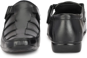 Sandalias de cuero negro para hombre, diseño moderno y elegante con acolchado suave y cómodo, construcción transpirable, suela de agarre fuerte - Product Image 2