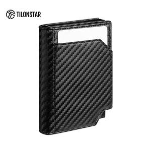 TILONSTAR TVC505 <b>Large</b> Capacity Hold 12 Cards High Quality Carbon Fiber Leather Aluminum Pop up Credit Card Holder for Men's - Product Image 6