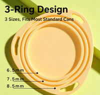 Couvre-boîte universel en silicone à 3 rainures, couvercle hermétique anti-fuite réutilisable multi-tailles pour conserver les aliments humides des chats et des chiens