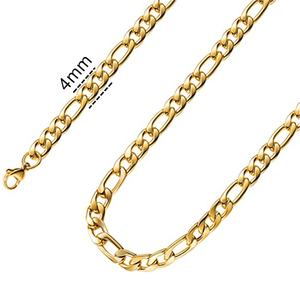 สร้อยคอแบบโซ่คิวบันชุบทองสำหรับผู้ชายสไตล์อิตาลี |   สร้อยคอเหล็กกล้าไร้สนิมแบบฟิกาโร - Product Image 5