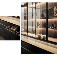 Meubles de luxe de grande capacité sans peinture Cabinet de présentation en panneau de film PVC PB avec portes en verre Armoires pour le salon Vente