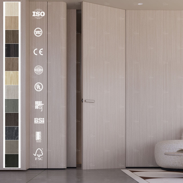 American Minimalist Design Frameless Wood Door Interior Hidden Room Doors Invisible Frameless Wooden Door
