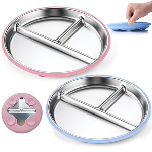 จานสแตนเลส9นิ้วพร้อมตัวดูดซิลิโคนแบบถอดได้ - Product Image 1