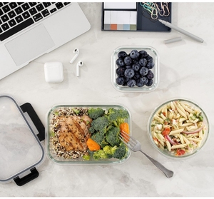 24PC đựng thức ăn nhà bếp lưu trữ thủy tinh container 12 kín tủ đông an toàn thực phẩm lưu trữ container 12 nắp đậy bữa ăn lưu trữ container - Product Image 5