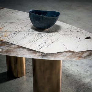 Ensemble table et chaises de salle à manger pour maison de design italien table à manger de luxe en pierre naturelle - Product Image 3