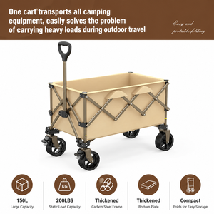 Carrito de Camping Plegable Portátil OEM ODM de 100 kg con Ruedas con Freno y Mango de Arrastre de 96 cm para Uso en Exteriores - Product Image 1