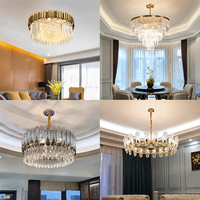 Grandes lampes suspendues nordiques modernes Décoration de mariage d'hôtel personnalisée avec lustre en or-lustres de luxe à haut plafond en cristal de salon