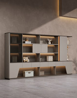 Armoire de rangement de bureau de direction en noyer avec éclairage LED, grande capacité, bibliothèque pour bureau de PDG moderne