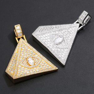 Colgante de joyería antigua egipcia de circonio chapado en oro de 18 quilates, colgante de cobre cristiano con diamante francés en forma de palo de cantante de <span class=keywords><strong>Rap</strong></span> - Product Image 4