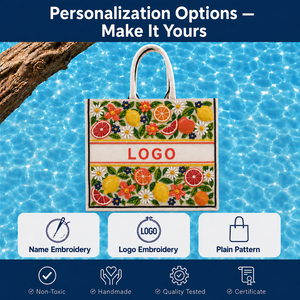 Bolso Tote <span class=keywords><strong>de</strong></span> Lona Hecho a Mano con Cuentas <span class=keywords><strong>de</strong></span> Semillas, Diseño Floral <span class=keywords><strong>y</strong></span> <span class=keywords><strong>de</strong></span> Frutas, para Verano <span class=keywords><strong>y</strong></span> Playa, con Logotipo Bordado Personalizado OEM - Product Image 4