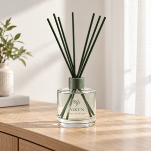 Aikun Minimalist Clear Glass Sage Green Multi Scent <b>Stick</b> Reed Diffuser with Living Room Fragrance and Tabletop <b>Shelf</b> Decoration - Product Image 1