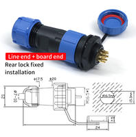 Prise de câble étanche IP68 2-12Pin SP17 bride avec connecteur automatique mâle et femelle connecteur étanche automatique