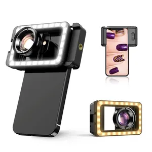 APEXEL热卖100毫米微距镜头，带升级手机夹，带发光二极管填充灯，用于拍摄指甲睫毛