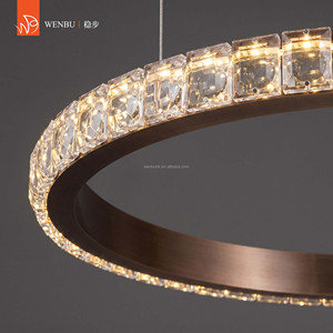 Lustre LED de luxe à trois anneaux en cristal bulle pour salon de villa - Product Image 3