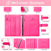 Nouveau Style mignon bloc couleur cuir Pu 6 anneaux économie d'argent défi livre classeur 100 enveloppe économies défi A5 budget classeur