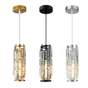 <b>Crystal</b> Pendant <b>Light</b> Black Gold Silver Modern Chandelier <b>LED</b> Home Lighting Adjustable Height Easy Installation - Product Image 1