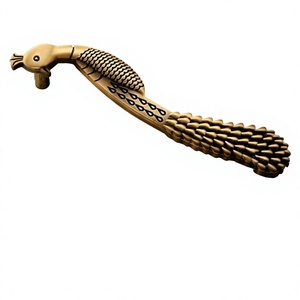 <b>Brass</b> Peacock Shape Cabinet Handle Traditional Design Durable Furniture <b>Knob</b> Entry Use - Product Image 4