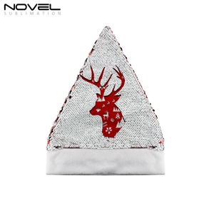 Chapeau de Noël à paillettes par sublimation, décoration de Noël, chapeau de Père Noël, fournitures de décoration de Noël, logo personnalisé - Product Image 3