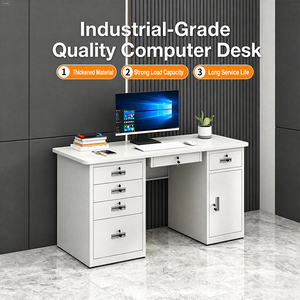 Modern <b>Office</b> Computer Desk With Drawers Workstation <b>Table</b> With Storage Cabinet for Laboratory and Workspace - Product Image 4