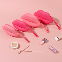 Pochette de maquillage en silicone en forme de lèvres, deux tailles, sac de toilette de voyage mignon pour rouge à lèvres, cosmétiques, femmes, filles, cadeau original