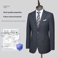 Veste de Costume Professionnelle Haut de Gamme en Laine pour Homme, Simple Boutonnage, Col Cranté, Anti-Plis, Grise