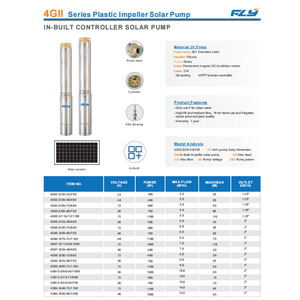 Bomba Sumergible <span class=keywords><strong>Solar</strong></span> de Acero Inoxidable 201 FLY 4GII7.0/20-48/400, <span class=keywords><strong>Kit</strong></span> Fotovoltaico de Plástico para Pozos de Agua Subterránea - Product Image 2