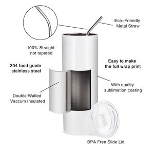 Custom 20Oz Straight Stainless Steel Vacuum Insulated Cups White Blank Sublimation Coating Heat Transfertumbler With Straw - Product Image 6