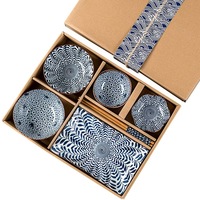 Couverts de style japonais, ensemble de bols peints à la main, ensembles de cadeaux de bols en céramique de ménage en porcelaine