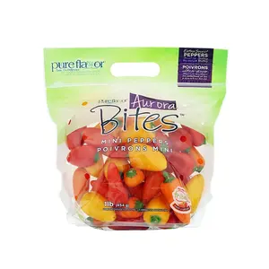 Custom Print Supermarket Plastic Ziplock Anti-fog Perforated Fresh Vegetable Fruit Grape Packaging Bags With Vent Holes
